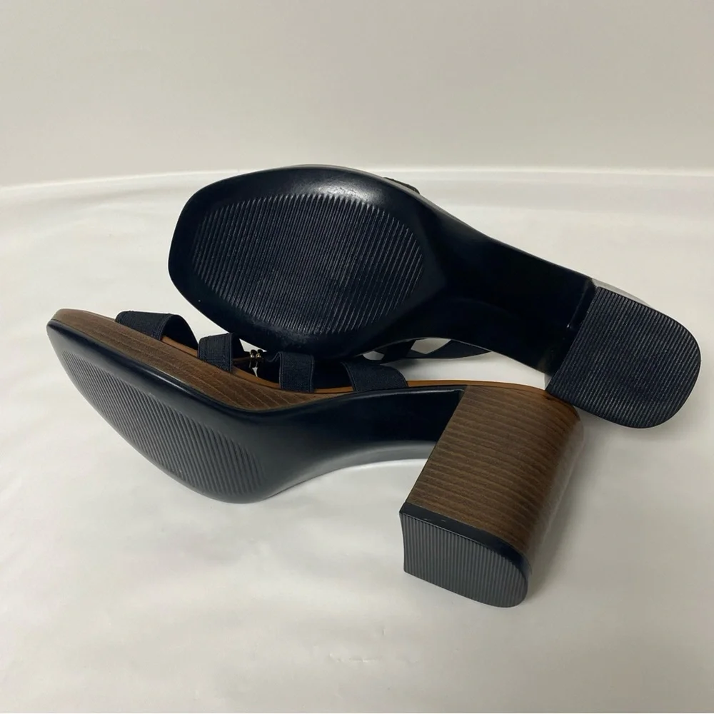 Italian Shoemakers Women's Black Slip On Sandals Black Block Heels Size 9.5 - Picture 5 of 5